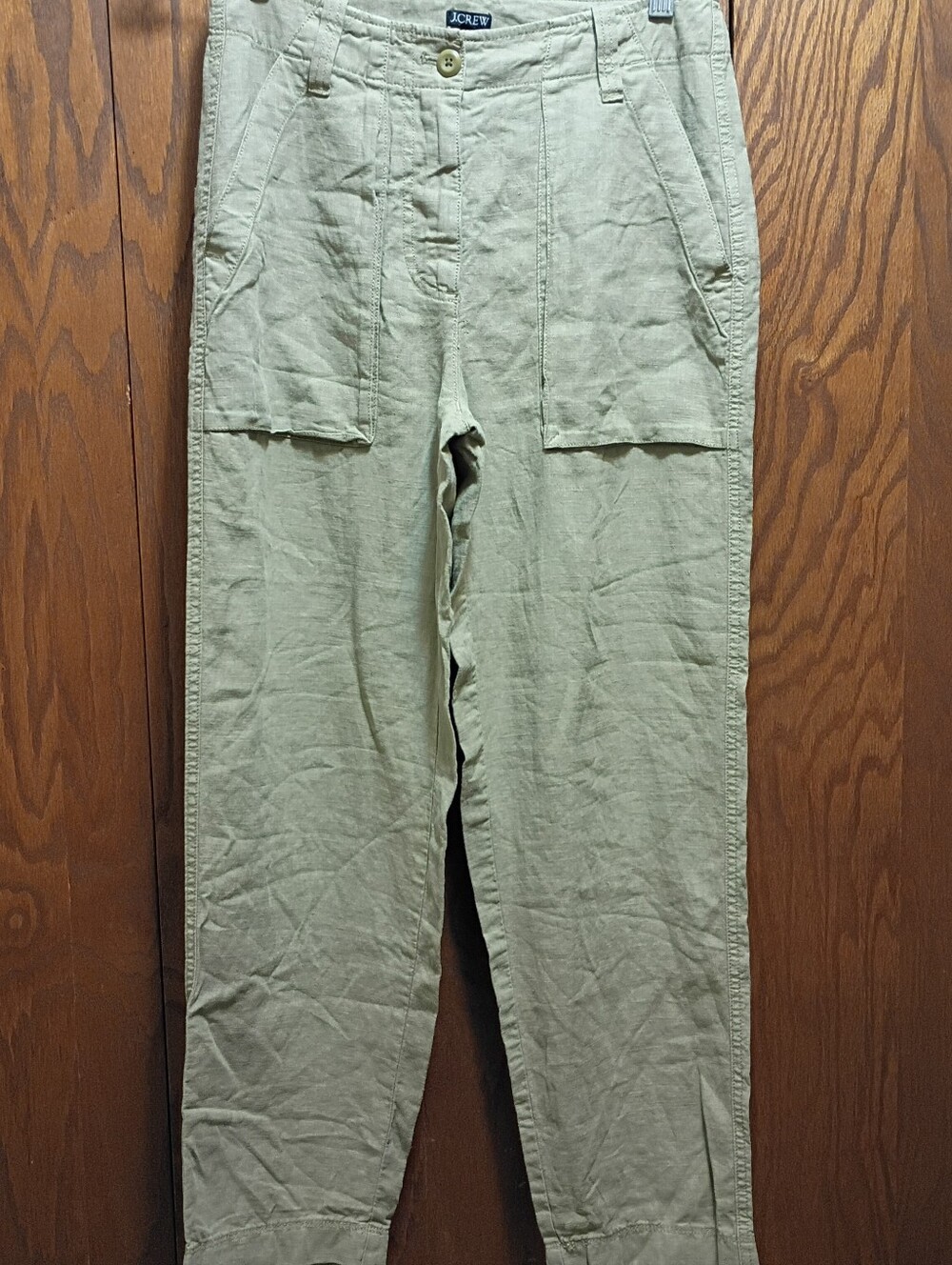 J. Crew Light Olive Green Men's Casual Patch-Pocket Chinos